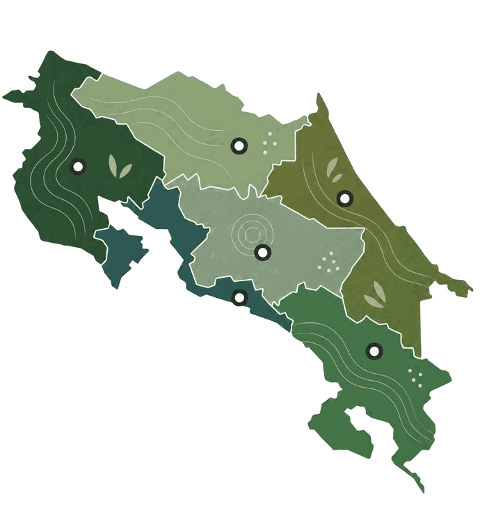 Mapa de regiones de siembra de Costa Rica
